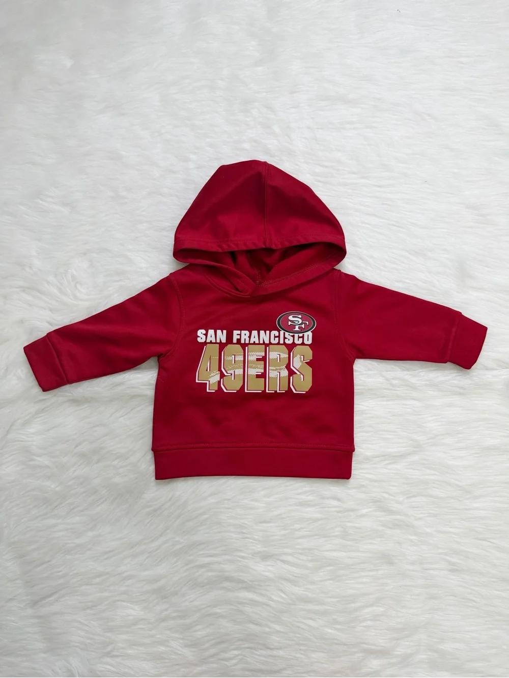 NFL 49ers Baby Boy BUNDLE (3) Red Gray Bodysuits and Sweatshirt
